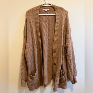 American Eagle Outfitters Tan Cable Knit Cardigan